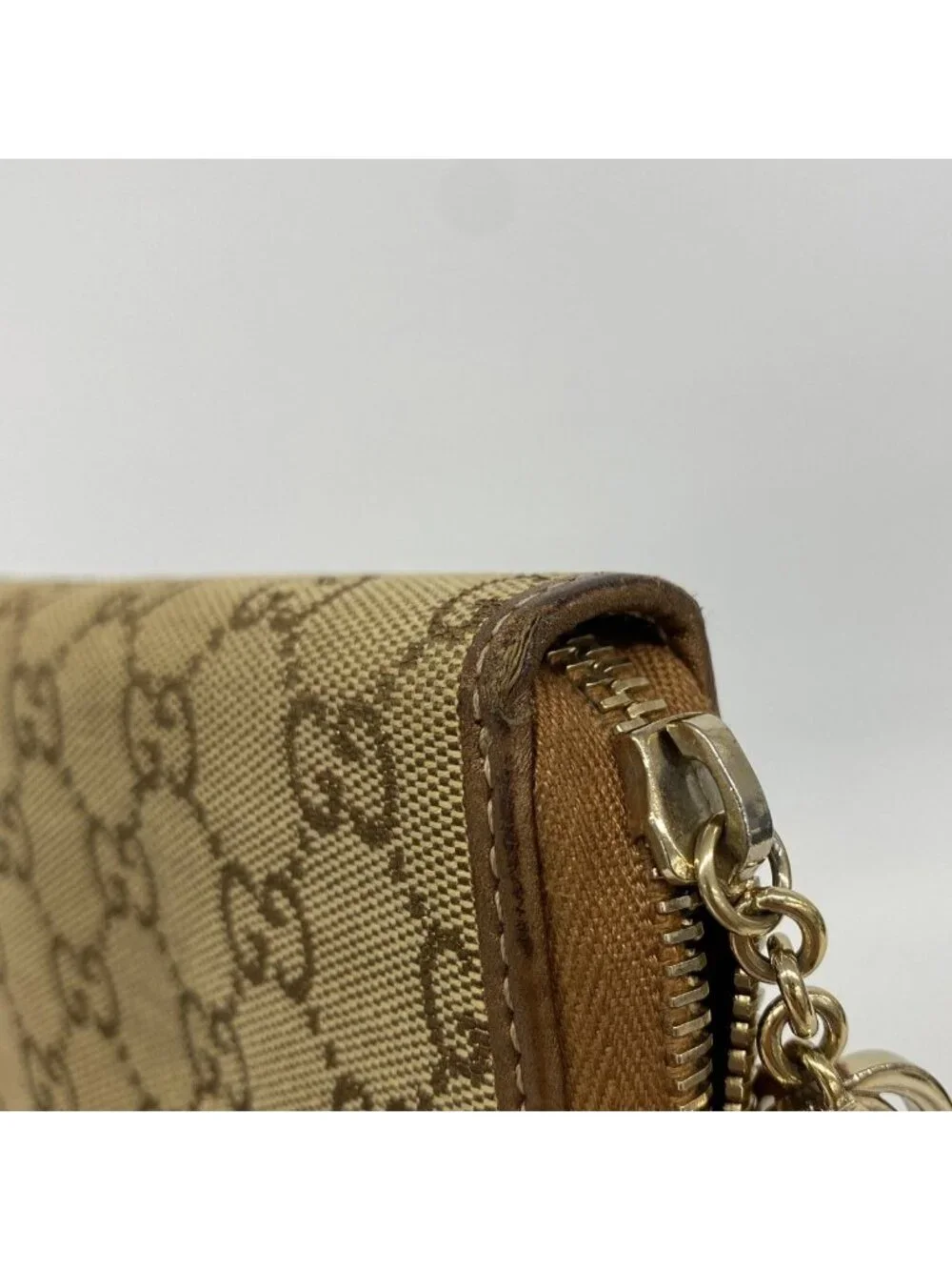Gucci Wallet GG Canvas Brown Champagne Gold - Picture 5 of 9